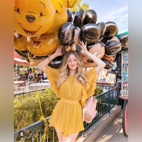 Endless Rose Pants - Endless Rose Ruffled Sleeve Romper in Honey Yellow